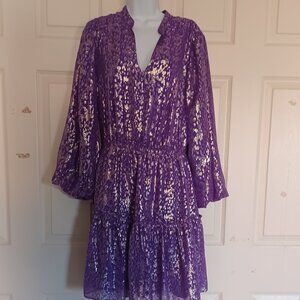 Lilly Pulitzer Purple and Silver Metallic Print Dress